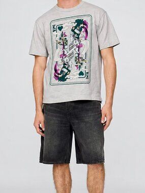 NWT Karani Art Aztec King of Spades Graphic Tee Black Sz S Artisan Style T‑Shirt